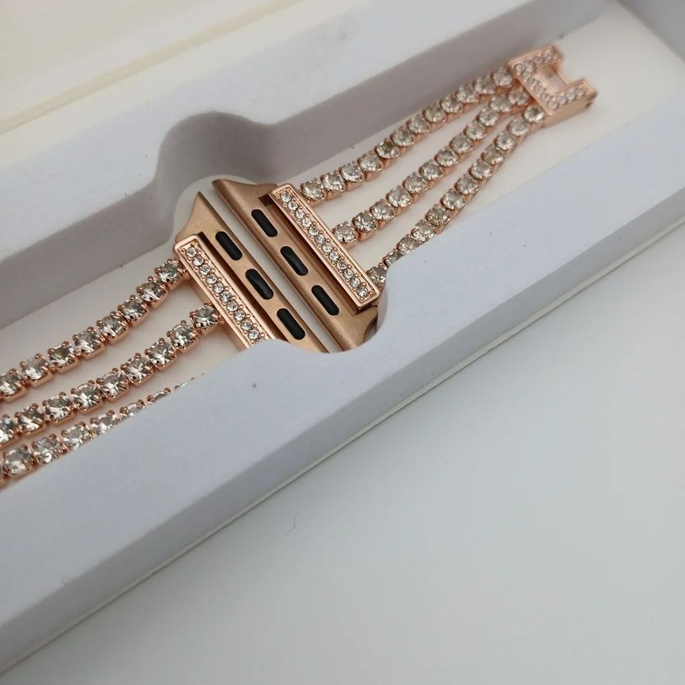 New Rose Gold And Crystals Apple Watch Band